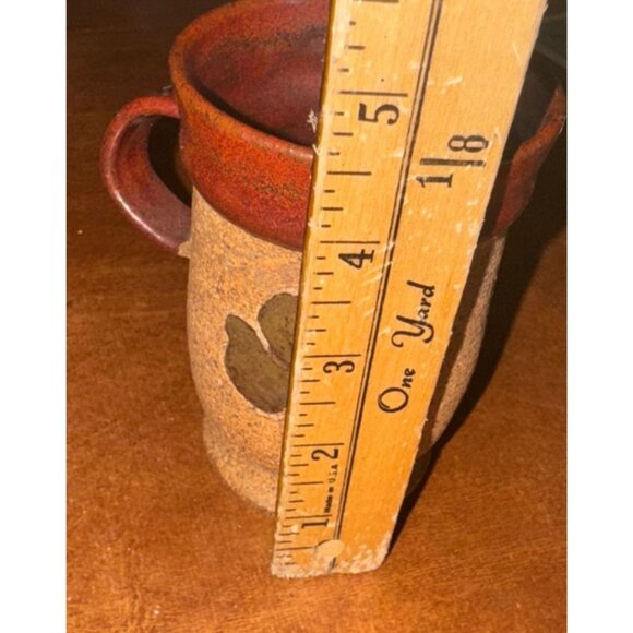 Handcrafted Ceramic Mug With Clover Design - Rustic Red & Brown Tones - 12 Oz Ca - Picture 5 of 5